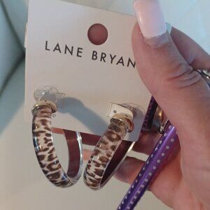 NEW Lane Bryant Clear Leopard Animal Gold Nickel Free Med size Hoop Earrings